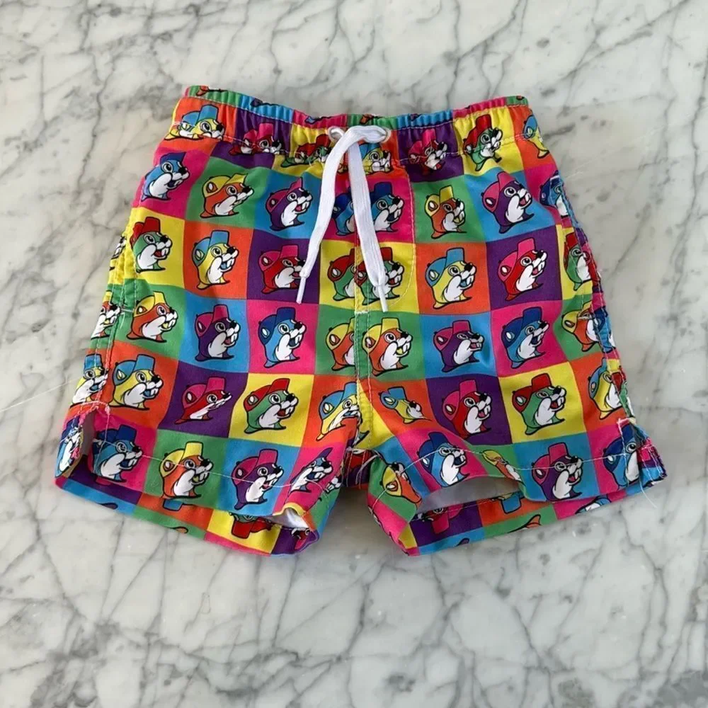 Bucees Beaver BUC-EE’S Colorblock toddler swim trunks neon Sz 3T